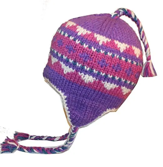 146 H Himalayan Wool Sherpa Hand Knitted Wool Warm Beanie Hat