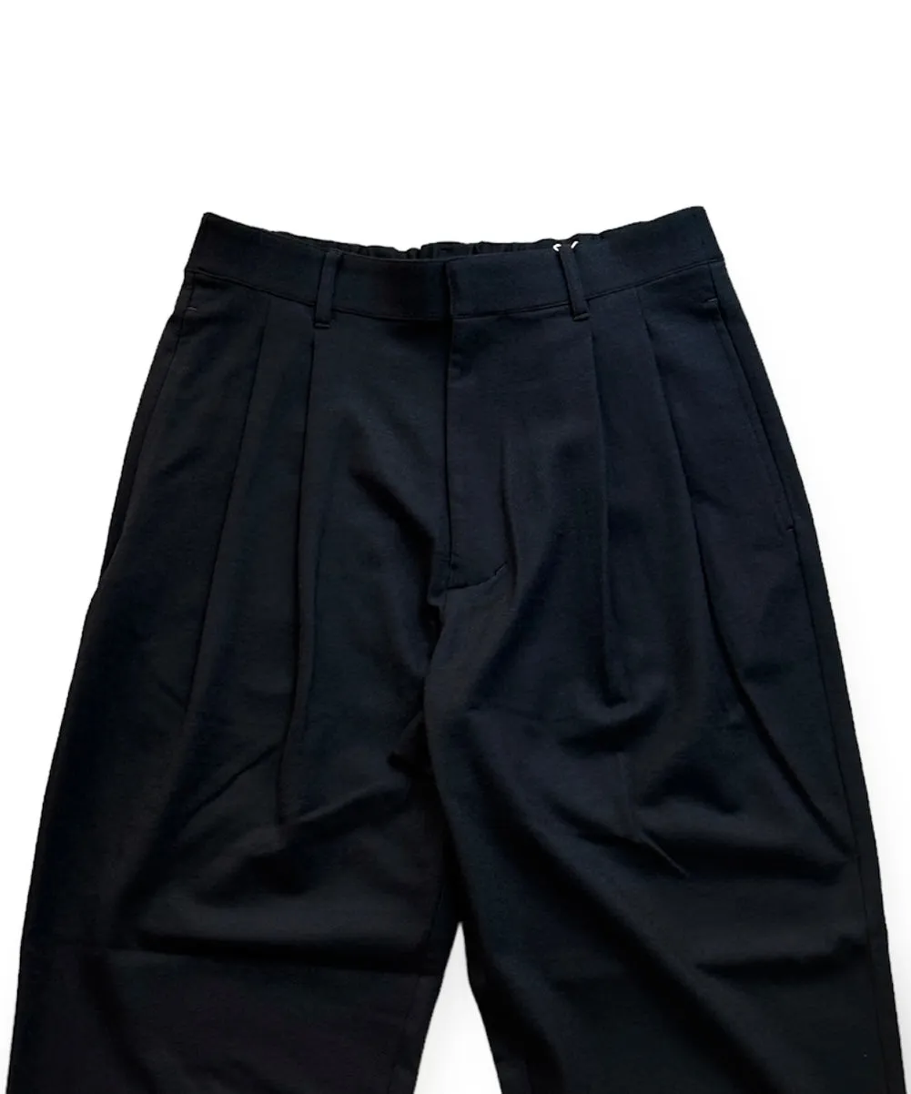 36G Wool Easy Trousers "BLACK"
