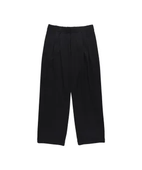 36G Wool Easy Trousers "BLACK"