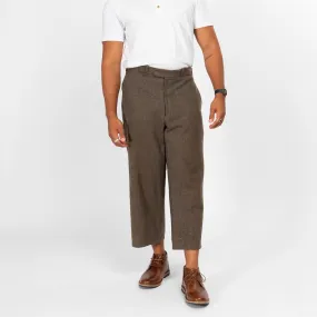 37" Waist 1950s CBV Karlskrona Swedish Army Olive Wool Cropped Trousers