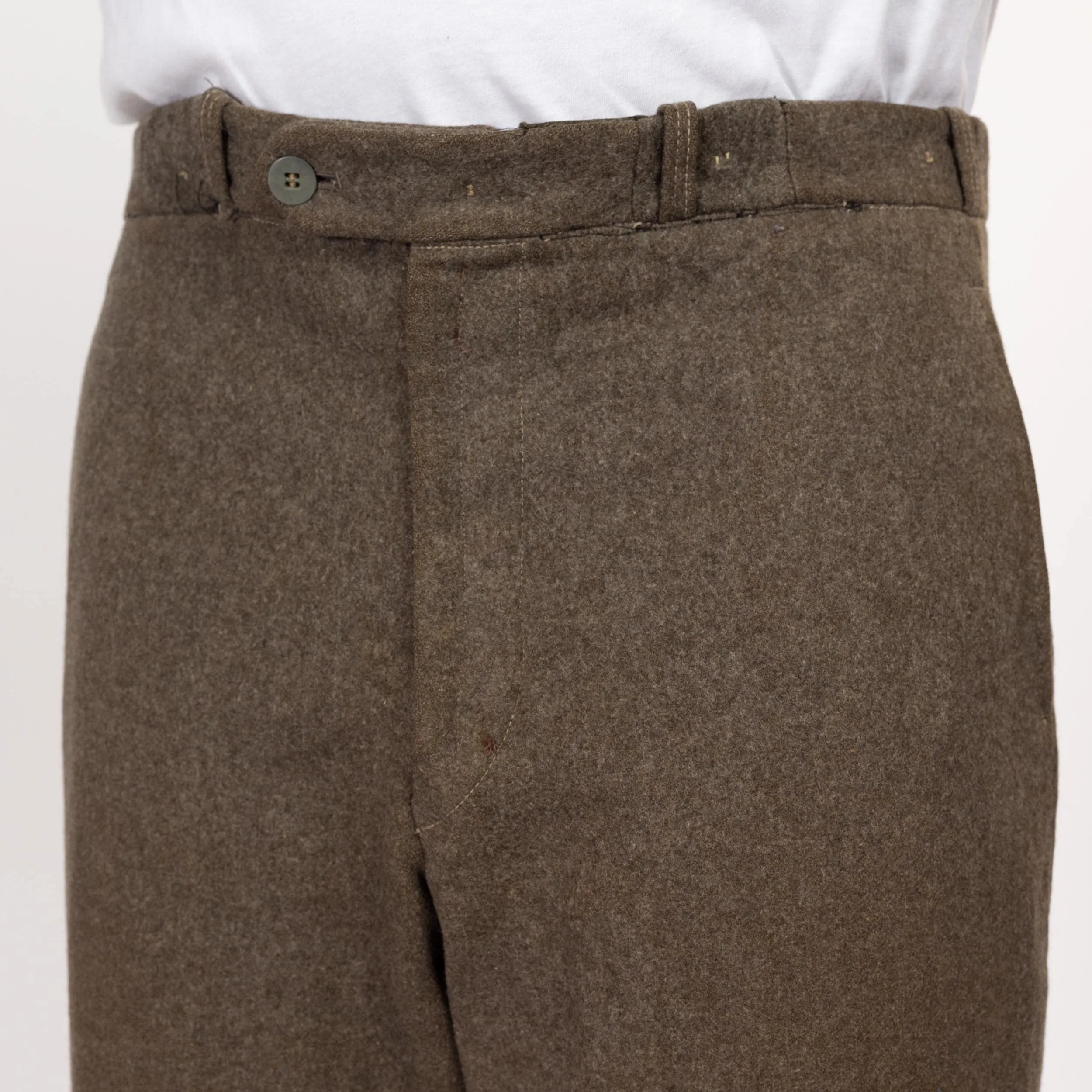 37" Waist 1950s CBV Karlskrona Swedish Army Olive Wool Cropped Trousers