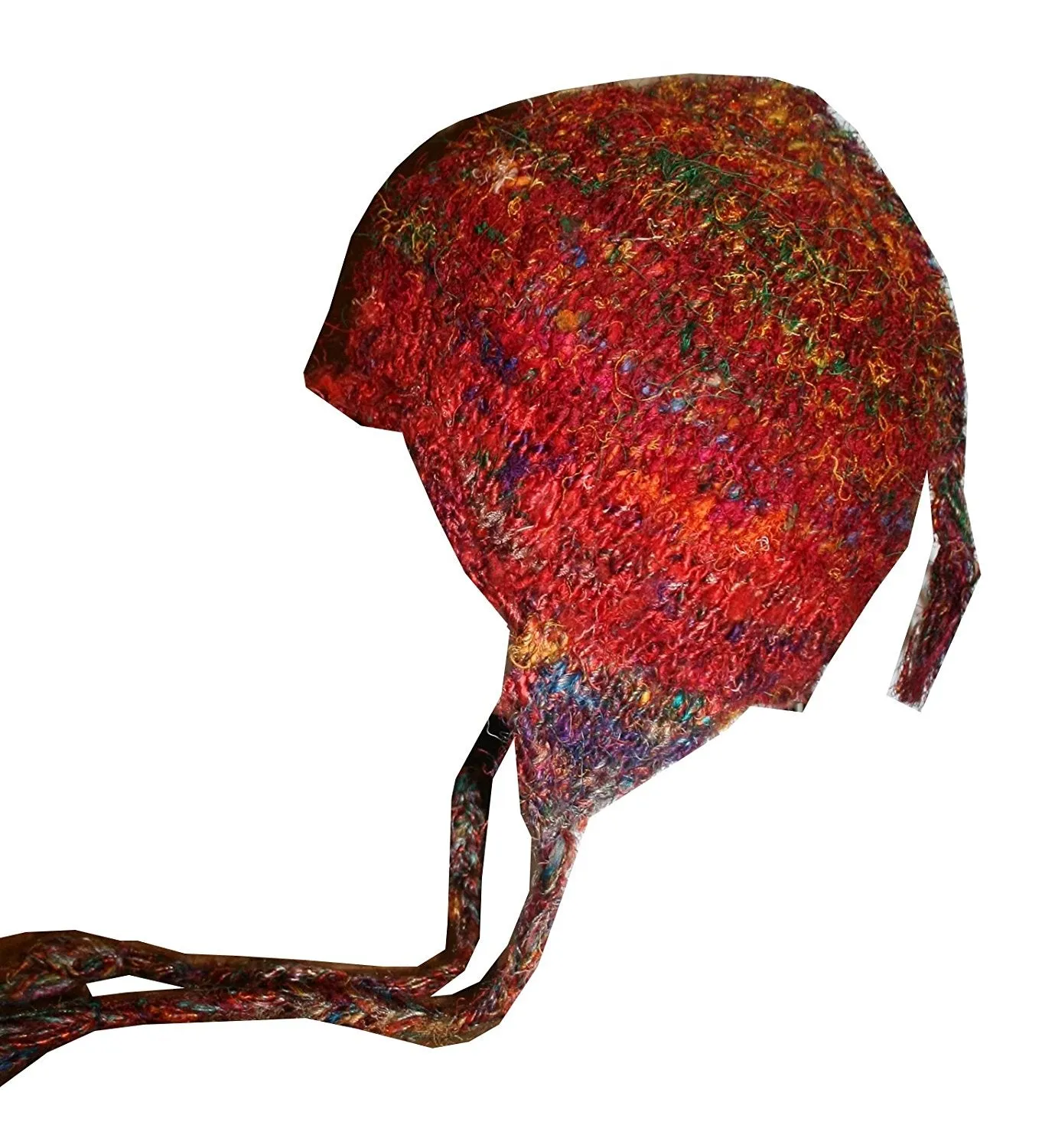 704 Fuzzy Himalayan Raw Silk Knit Fleece lined Multi-colored Beanie