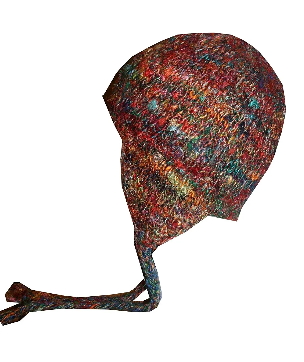 704 Fuzzy Himalayan Raw Silk Knit Fleece lined Multi-colored Beanie
