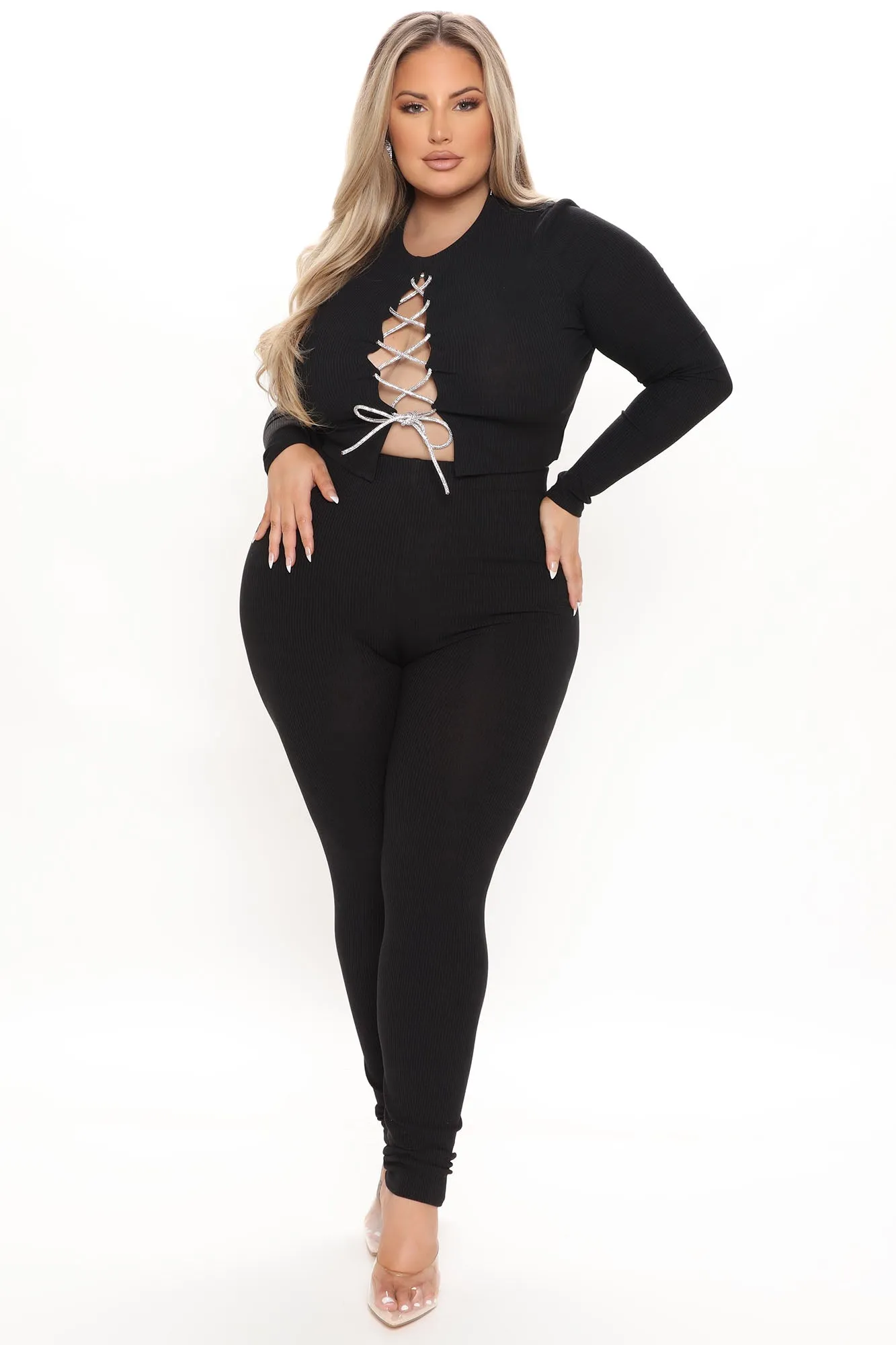 A Little Glam Legging Set - Black