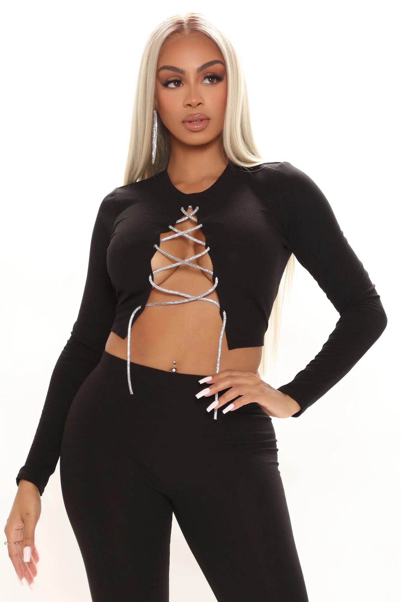 A Little Glam Legging Set - Black