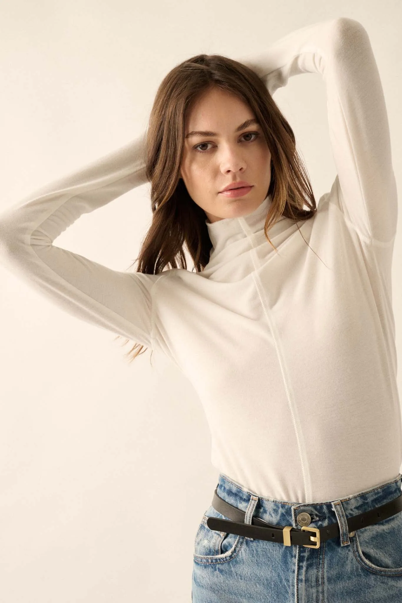 Above and Beyond Mock-Neck Baby Rib Top