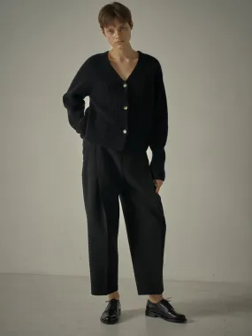 Alpaca Cropped Cardigan - Black