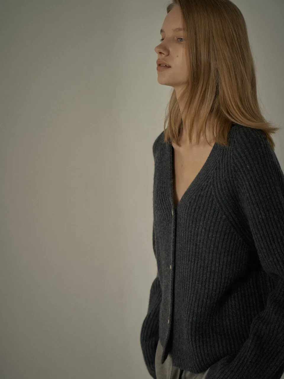 Alpaca Cropped Cardigan - Charcoal
