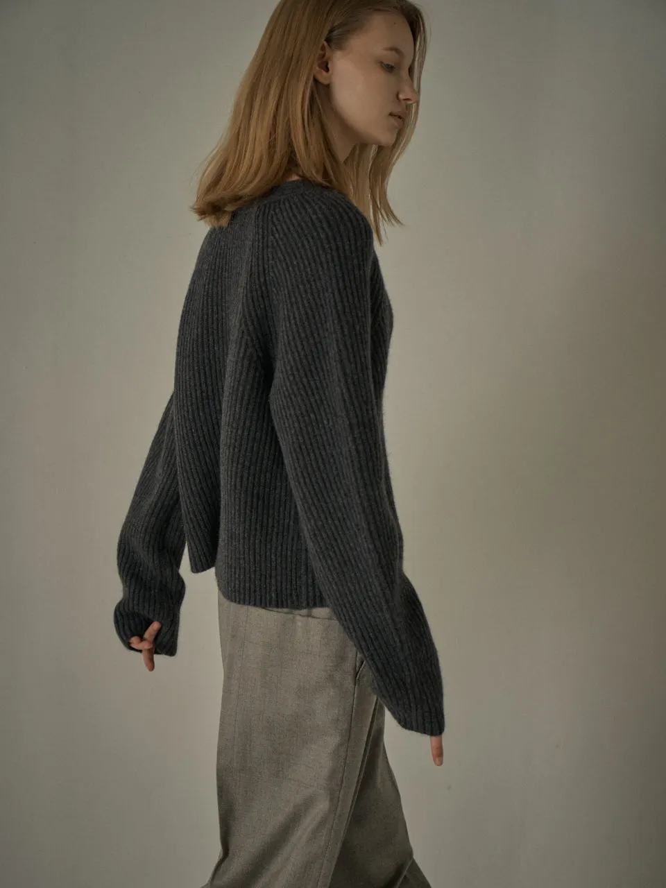 Alpaca Cropped Cardigan - Charcoal