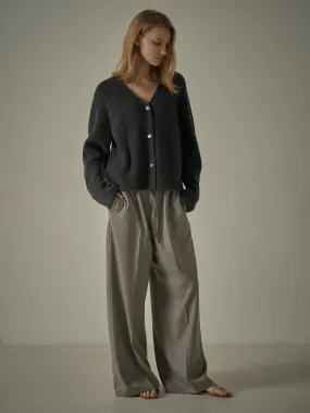 Alpaca Cropped Cardigan - Charcoal