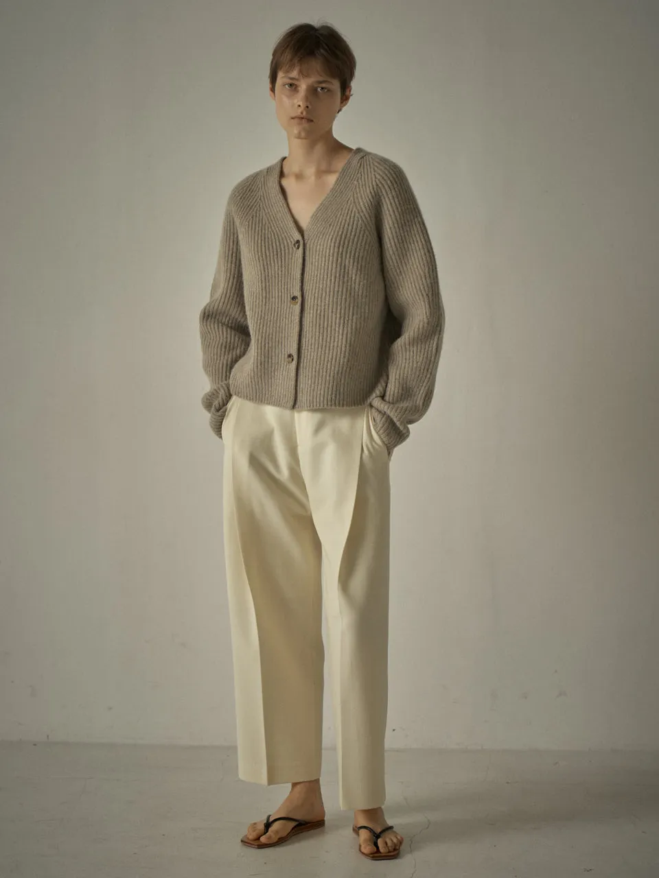 Alpaca Cropped Cardigan - Oatmeal
