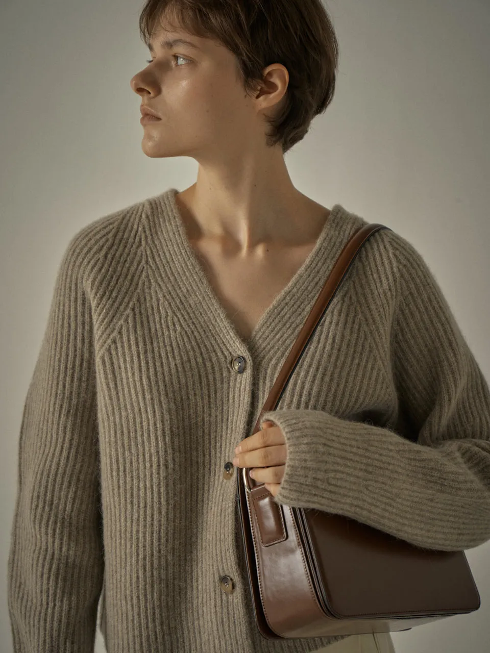 Alpaca Cropped Cardigan - Oatmeal