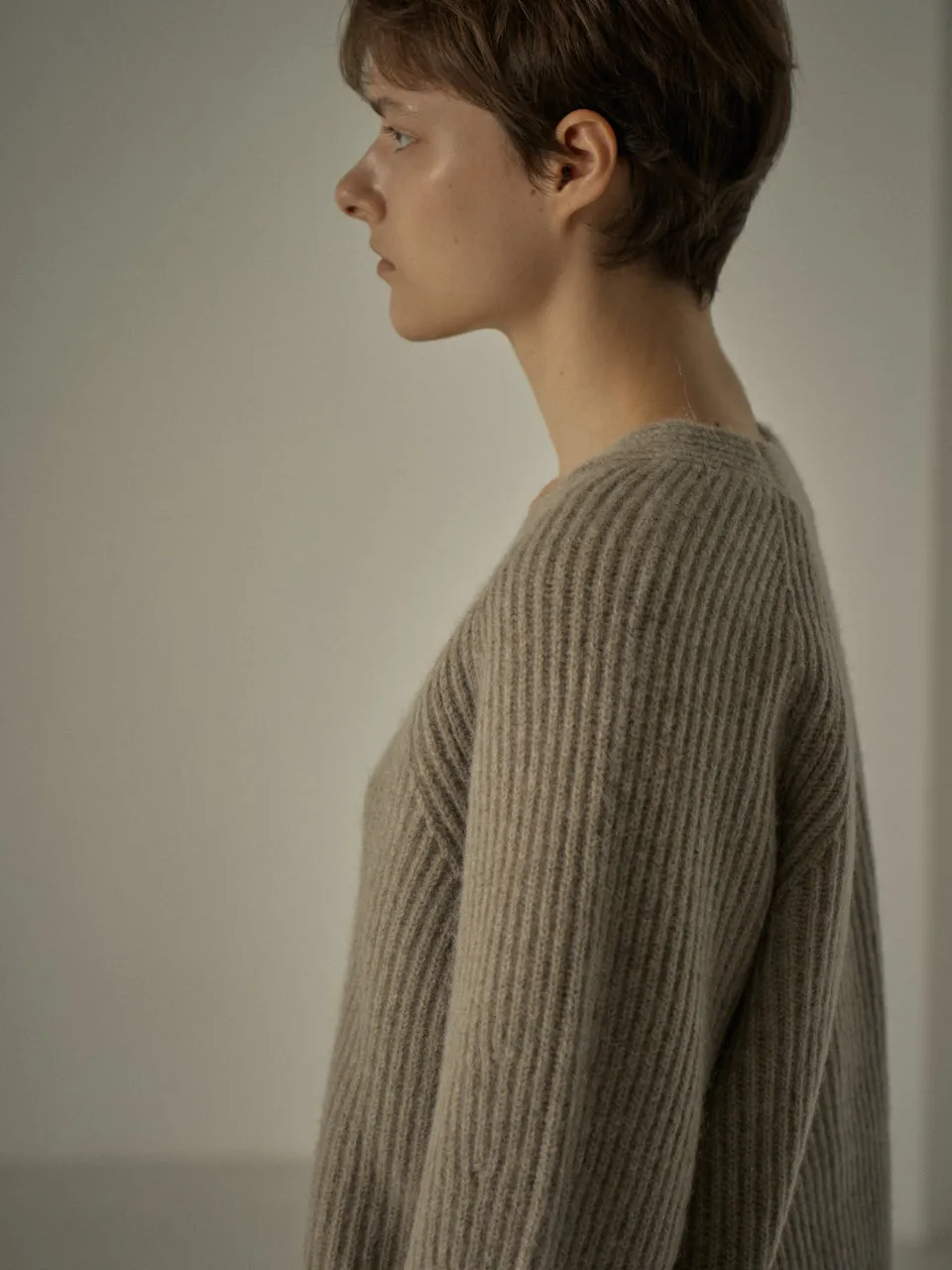 Alpaca Cropped Cardigan - Oatmeal