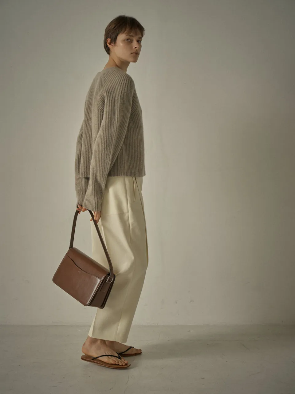 Alpaca Cropped Cardigan - Oatmeal