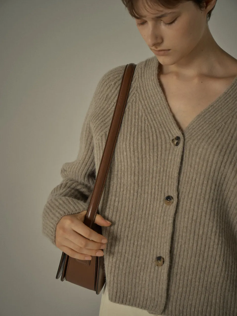 Alpaca Cropped Cardigan - Oatmeal
