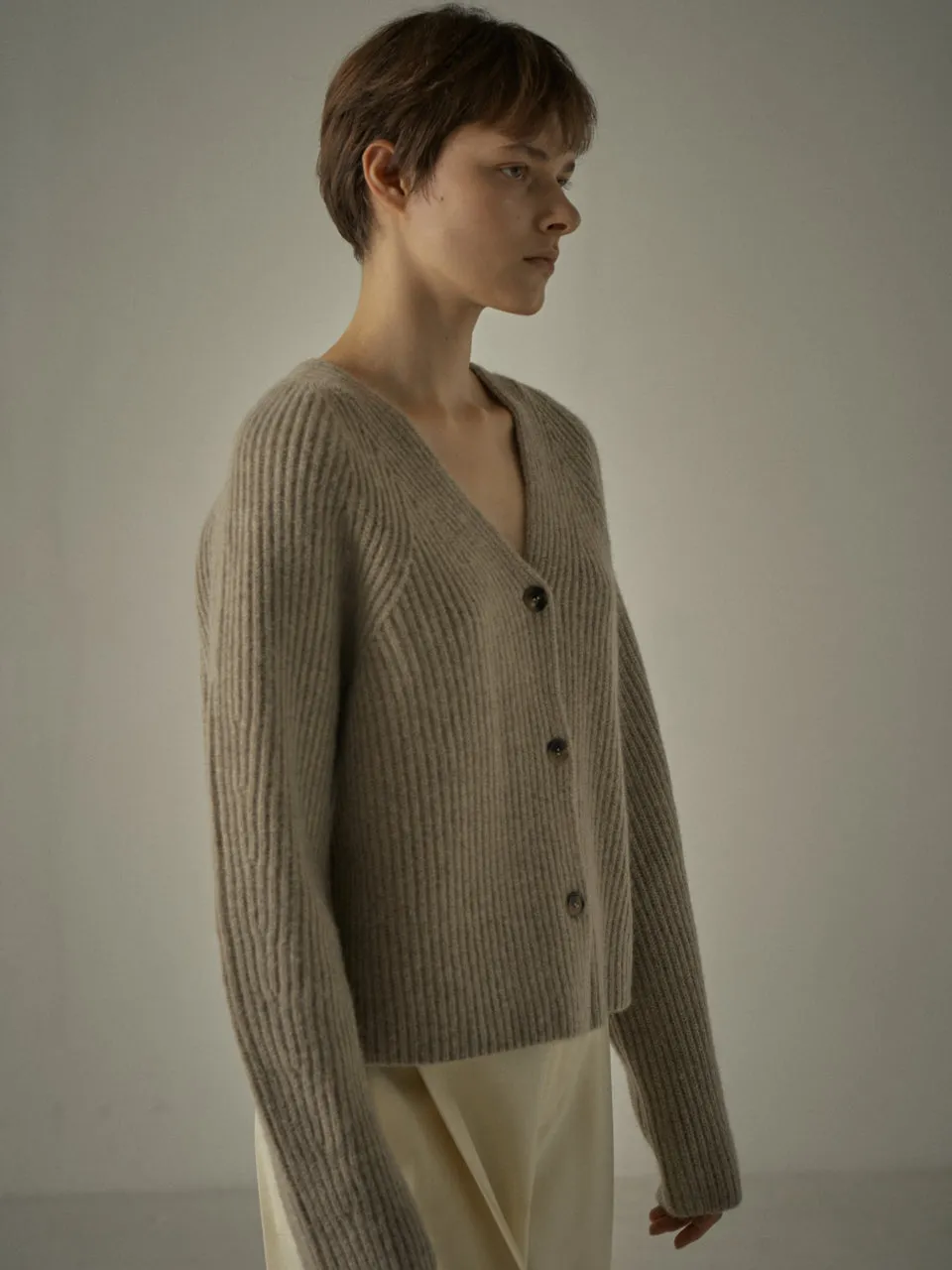 Alpaca Cropped Cardigan - Oatmeal