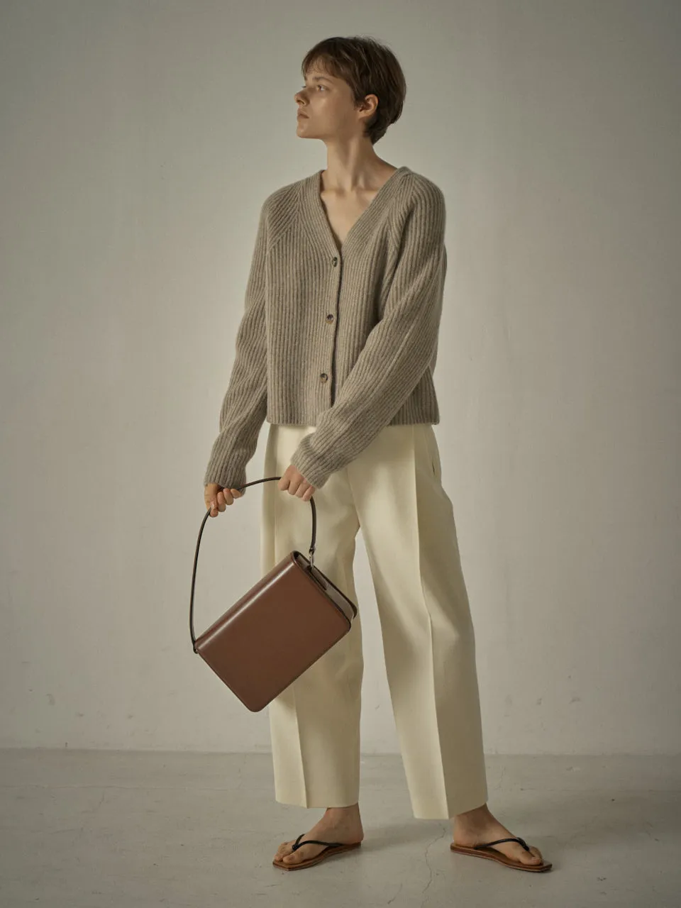 Alpaca Cropped Cardigan - Oatmeal