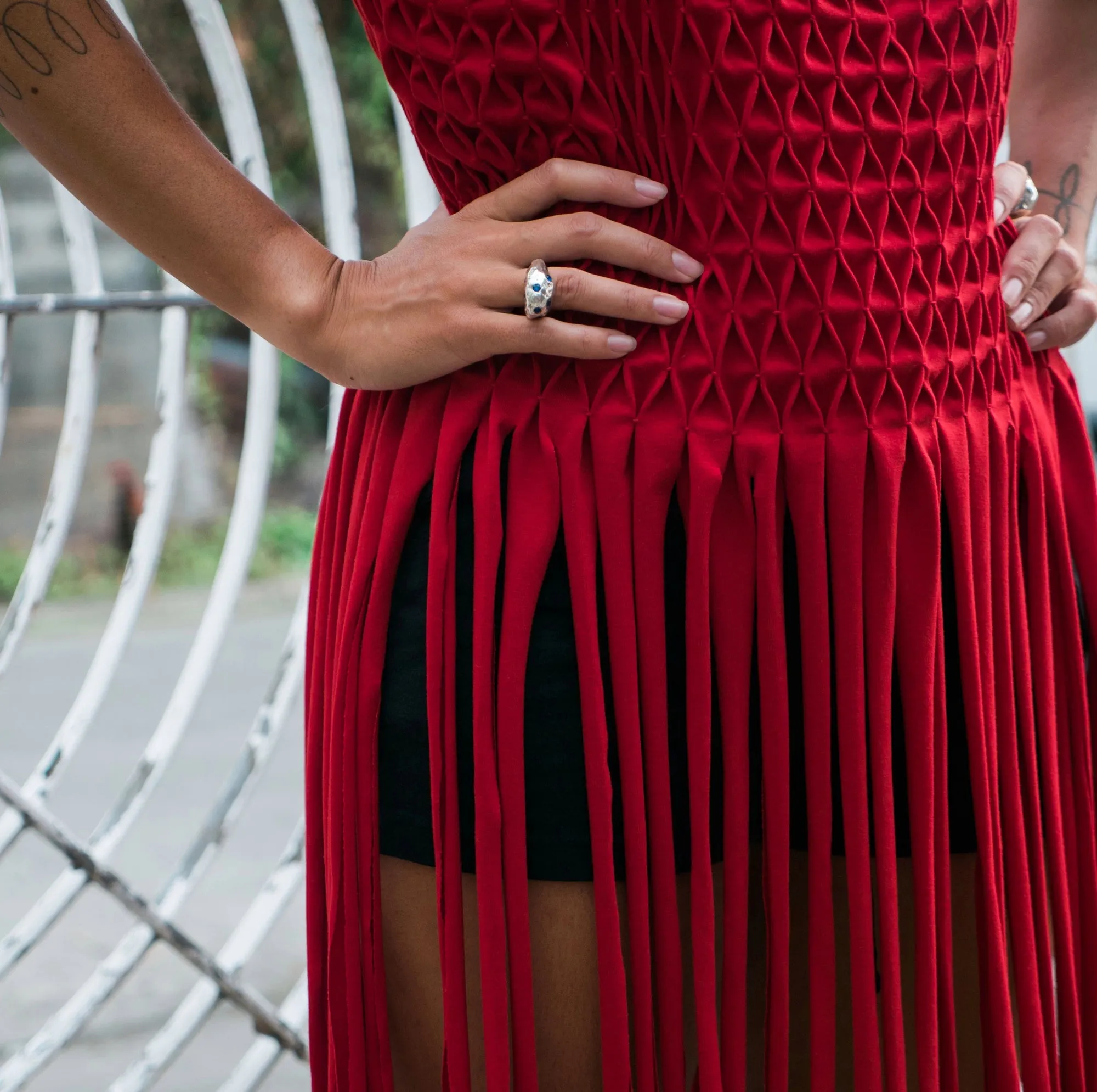 althea fringed top - red