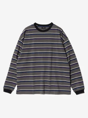 Beams Border Long Sleeve Loose T-Shirt - Charcoal