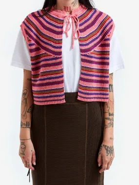 Beams Boy Multi Border Knit Vest - Fuchsia