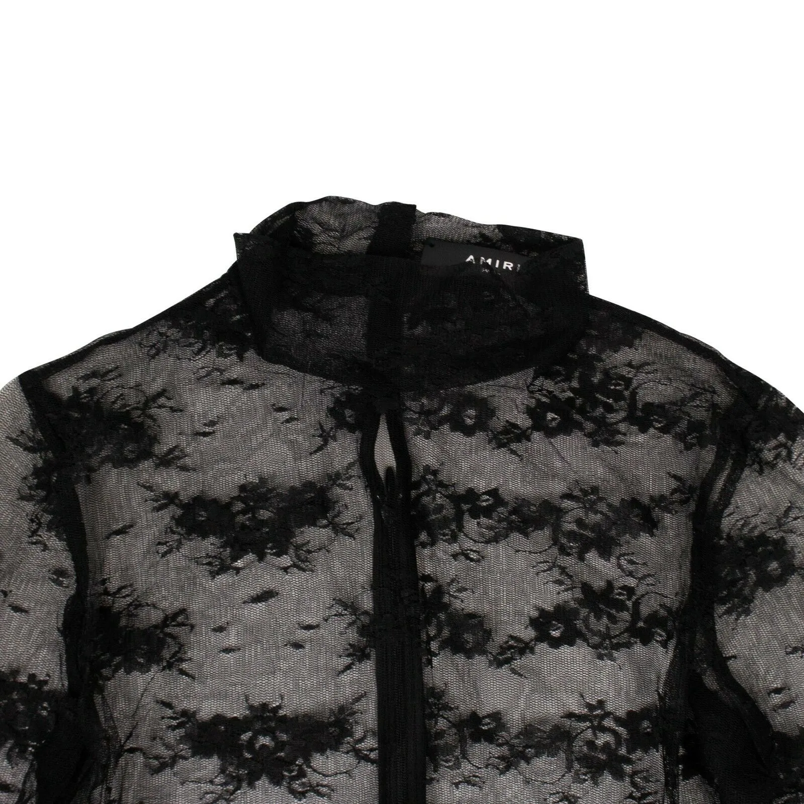 Black Floral Lace Turtleneck Top