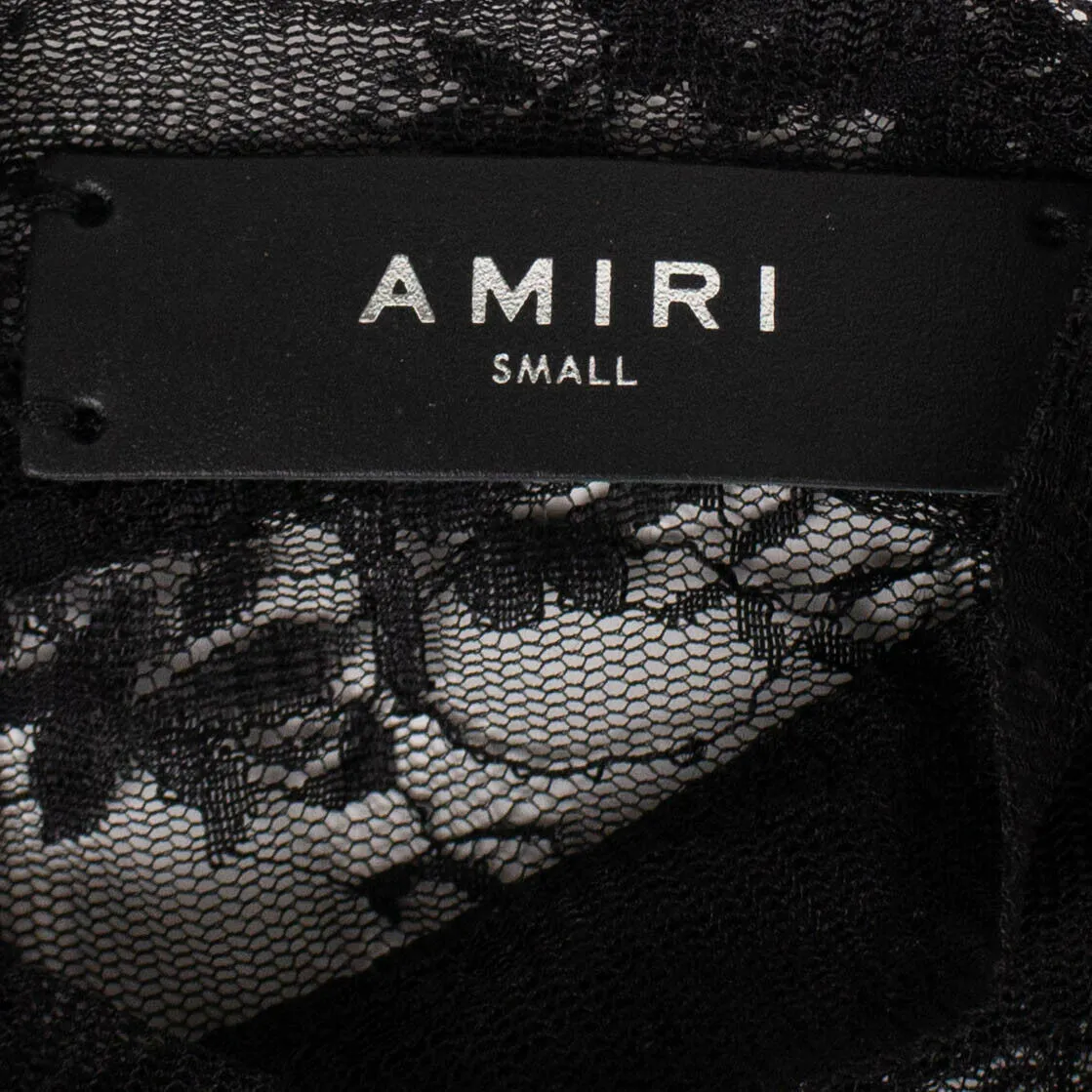 Black Floral Lace Turtleneck Top