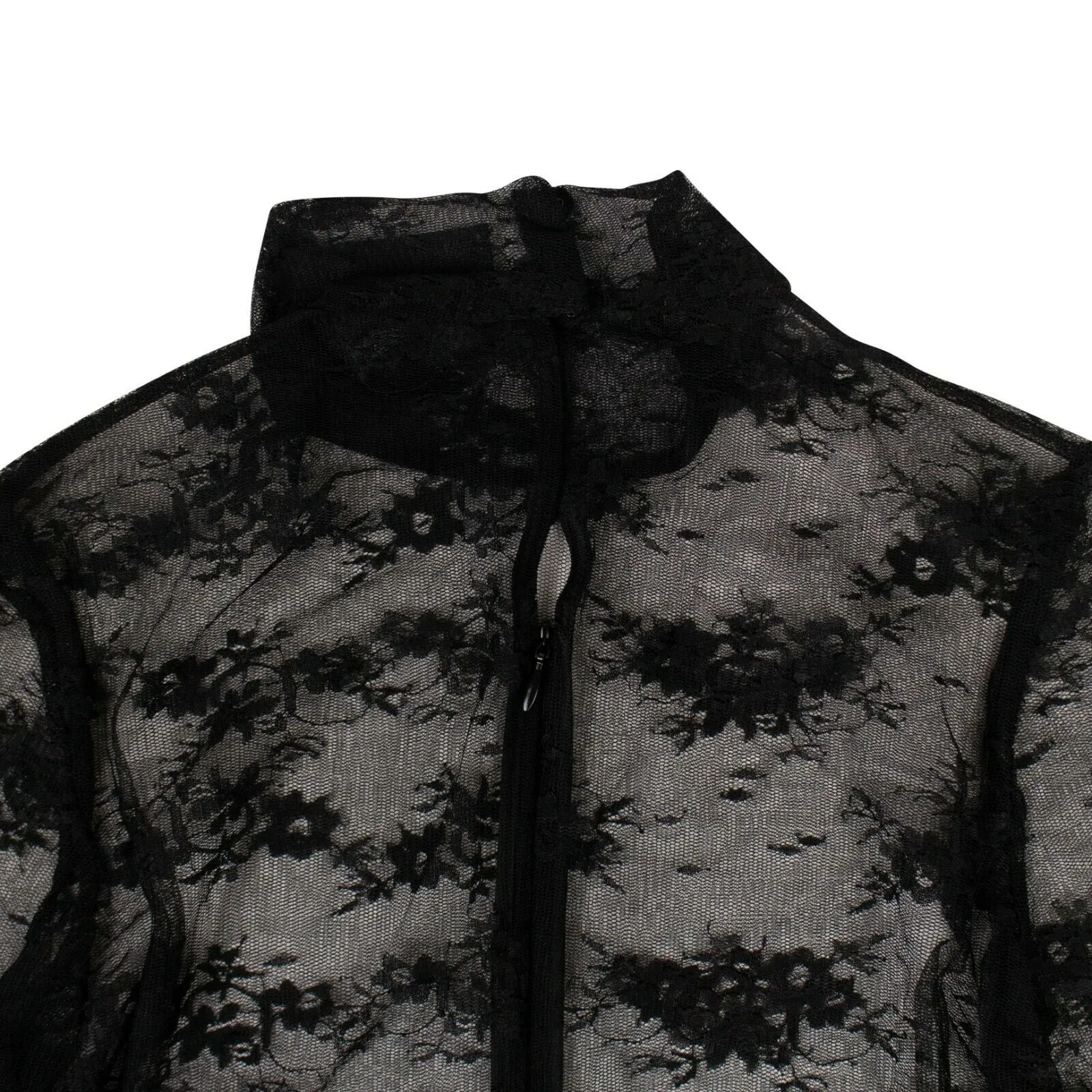 Black Floral Lace Turtleneck Top