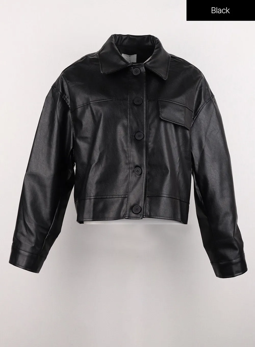 Buttoned Faux Leather Jacket OG327