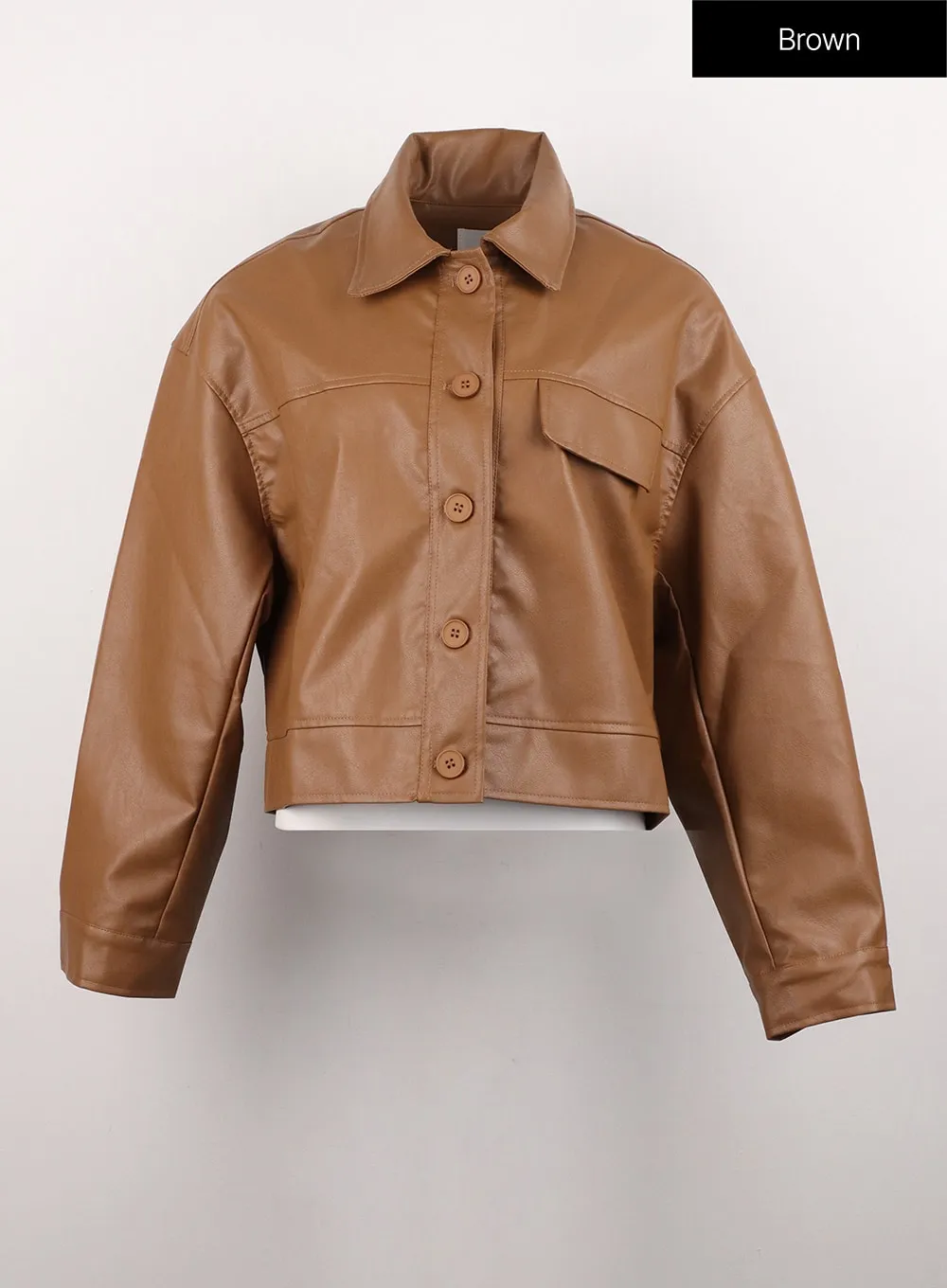Buttoned Faux Leather Jacket OG327