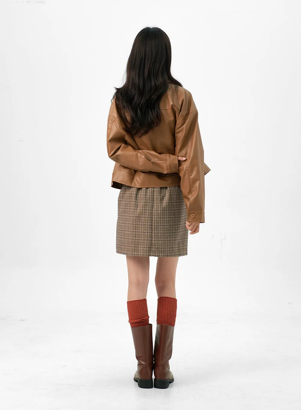 Buttoned Faux Leather Jacket OG327