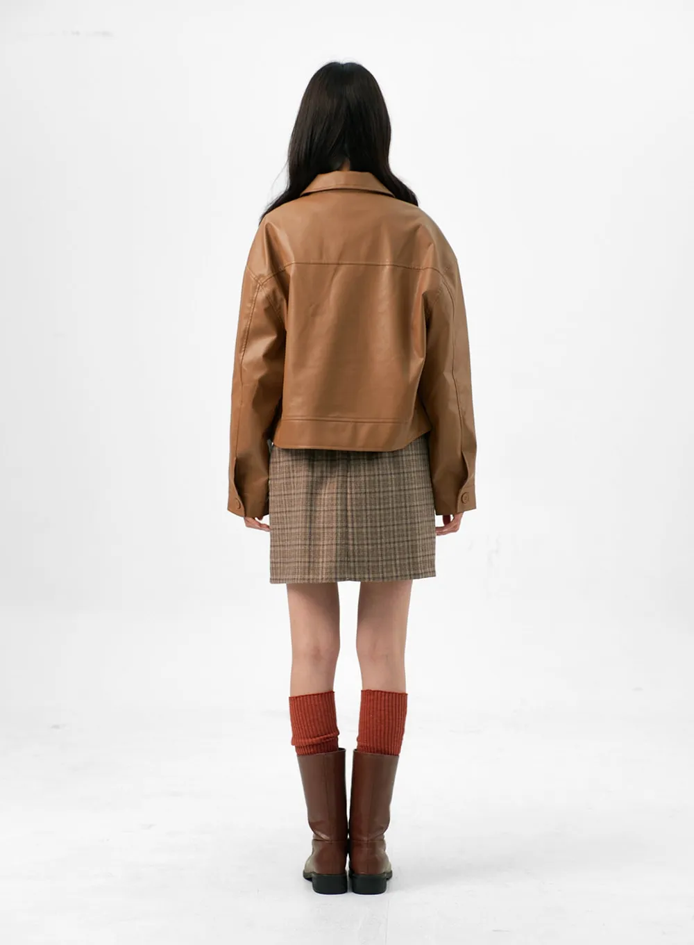Buttoned Faux Leather Jacket OG327