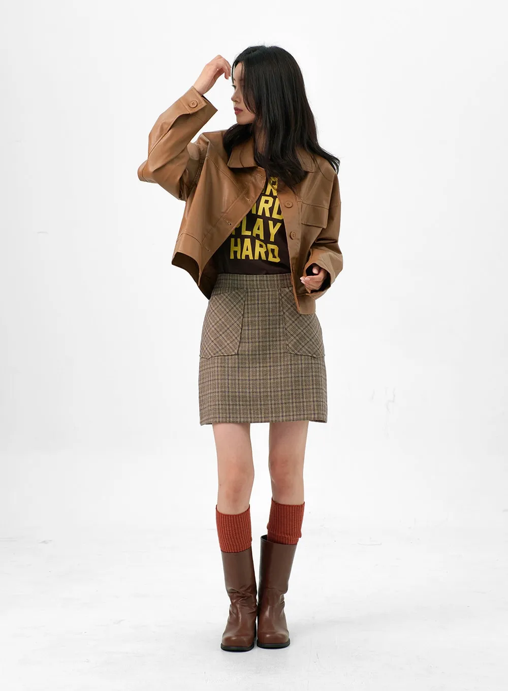 Buttoned Faux Leather Jacket OG327