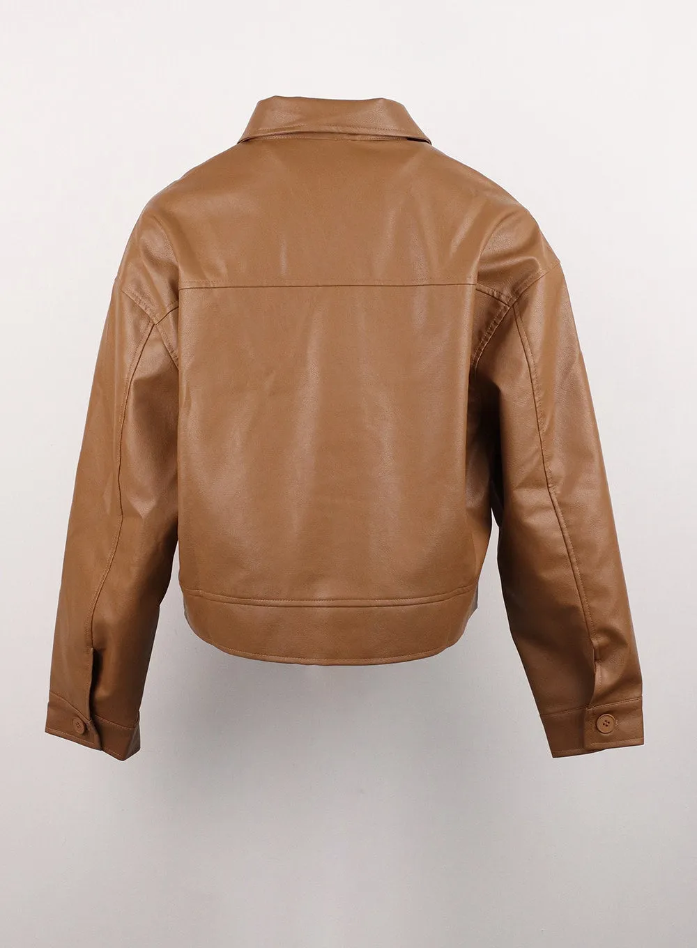 Buttoned Faux Leather Jacket OG327