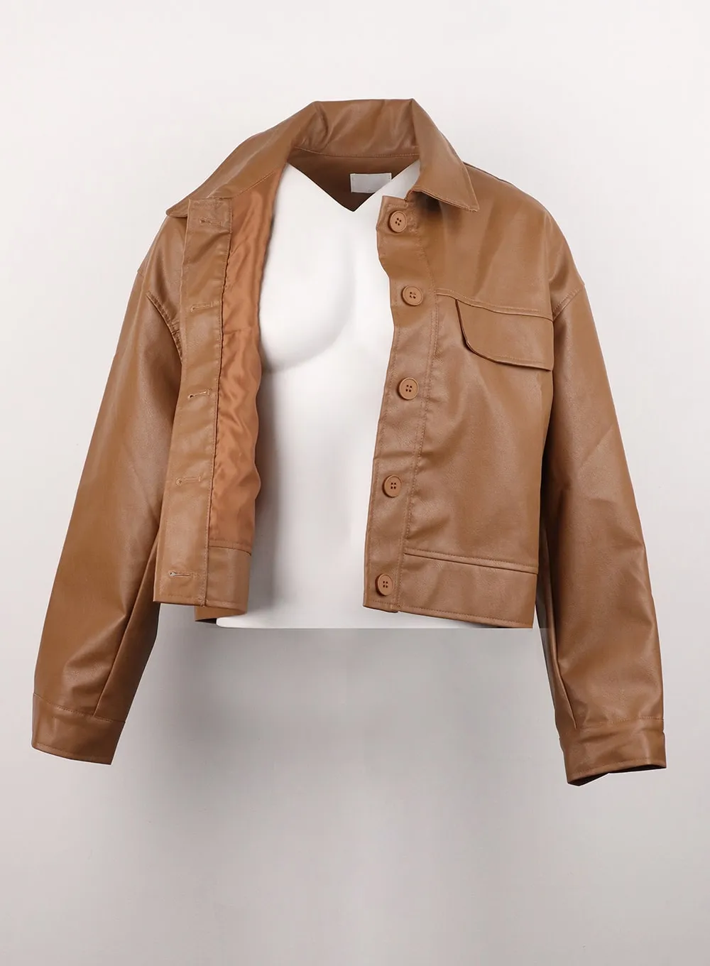 Buttoned Faux Leather Jacket OG327