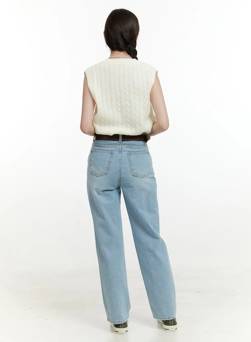 Cable Knit Sleeveless V-Neck Vest OL423