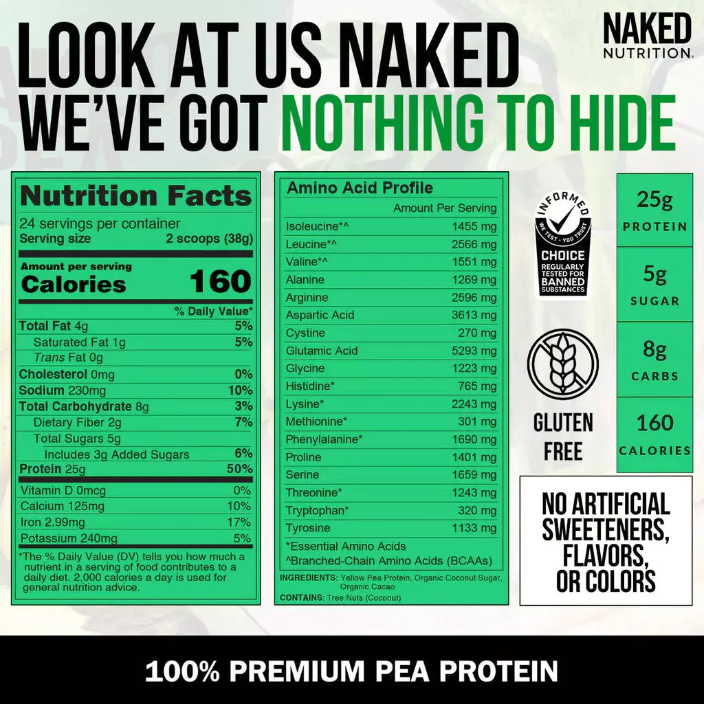 Chocolate Pea Protein Powder | Naked Chocolate Pea - 2LB