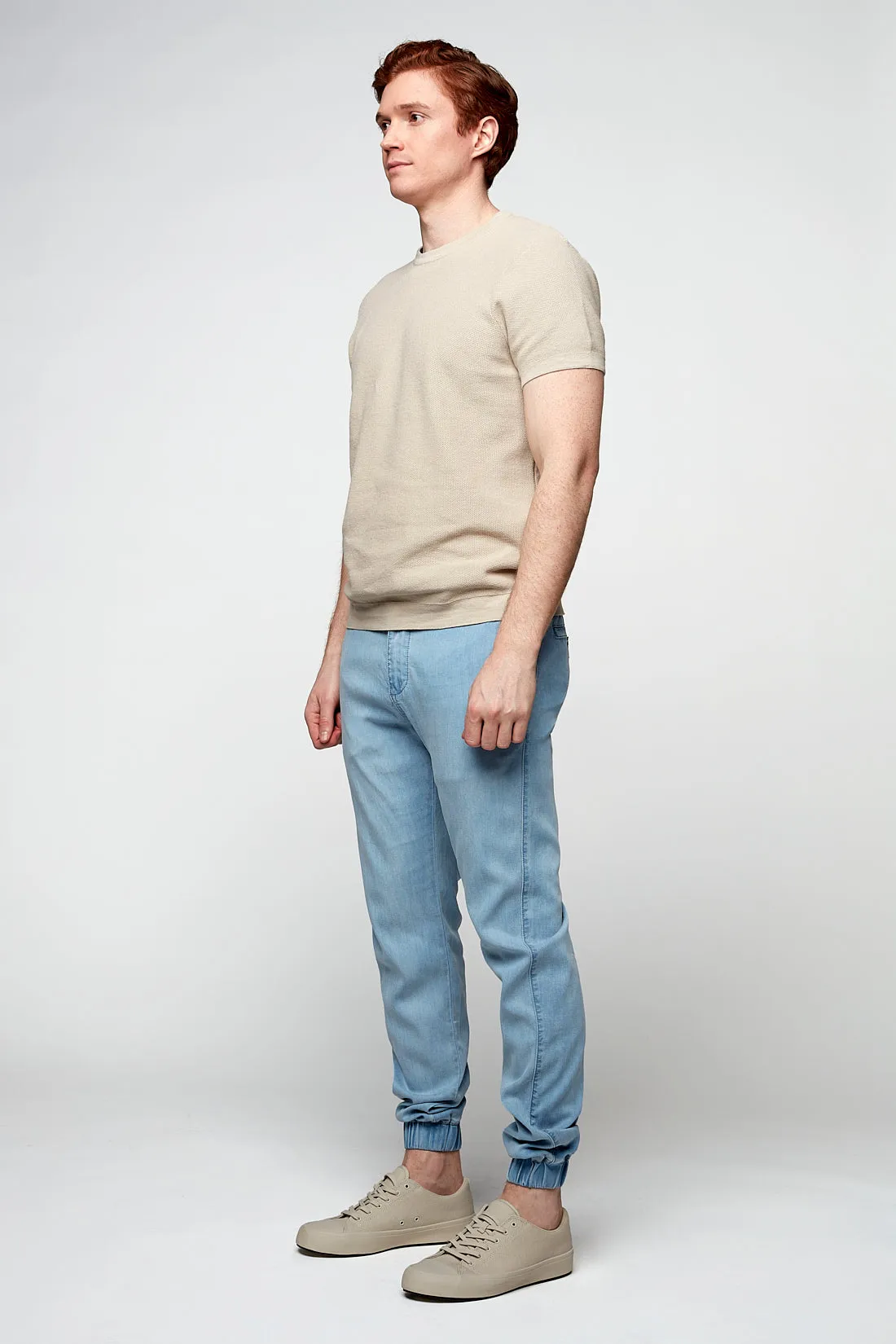 COOPER -  Slim Fit Chino Jogger - Light Blue Bleach