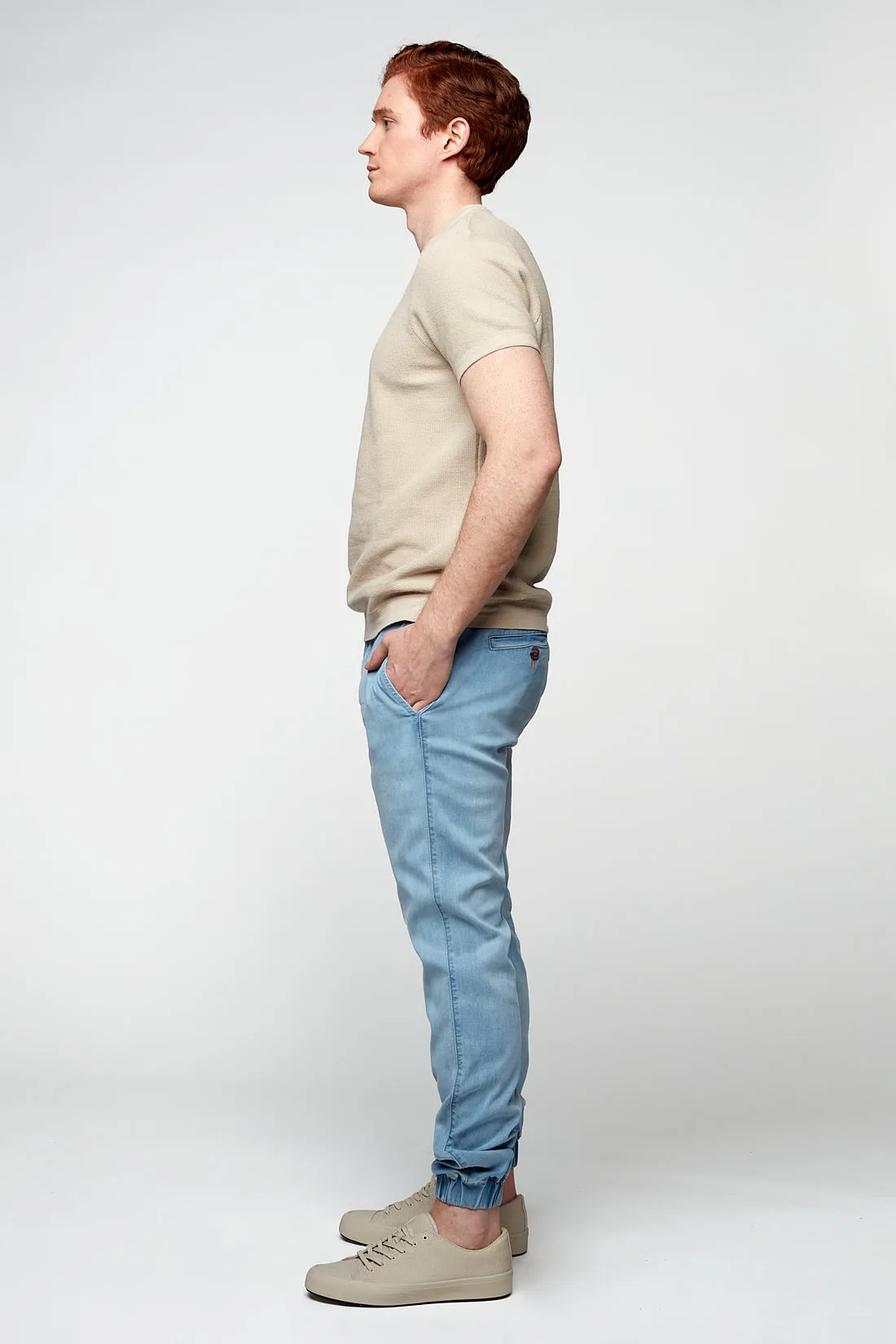 COOPER -  Slim Fit Chino Jogger - Light Blue Bleach