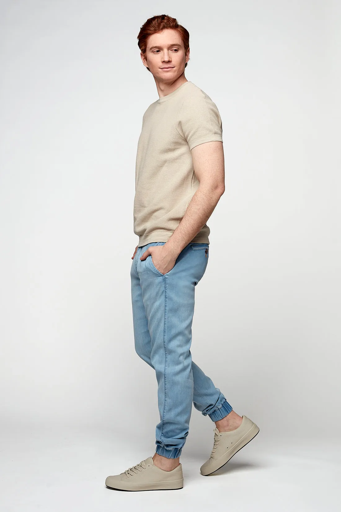 COOPER -  Slim Fit Chino Jogger - Light Blue Bleach
