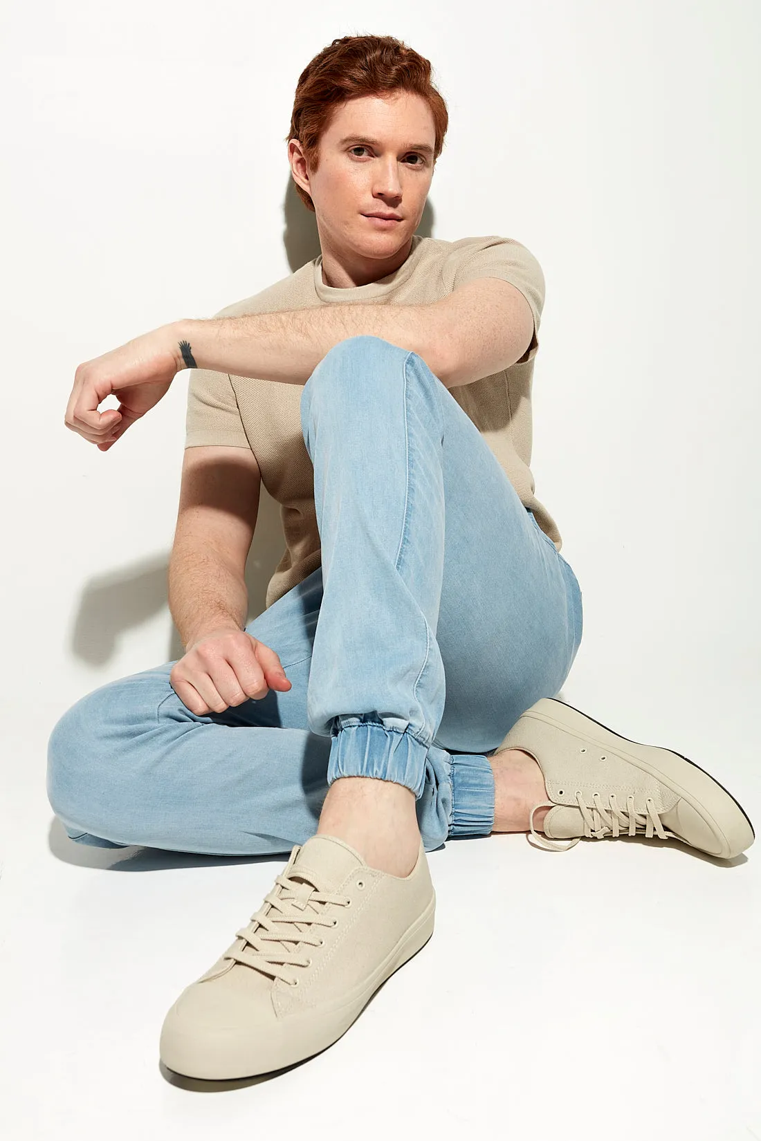 COOPER -  Slim Fit Chino Jogger - Light Blue Bleach