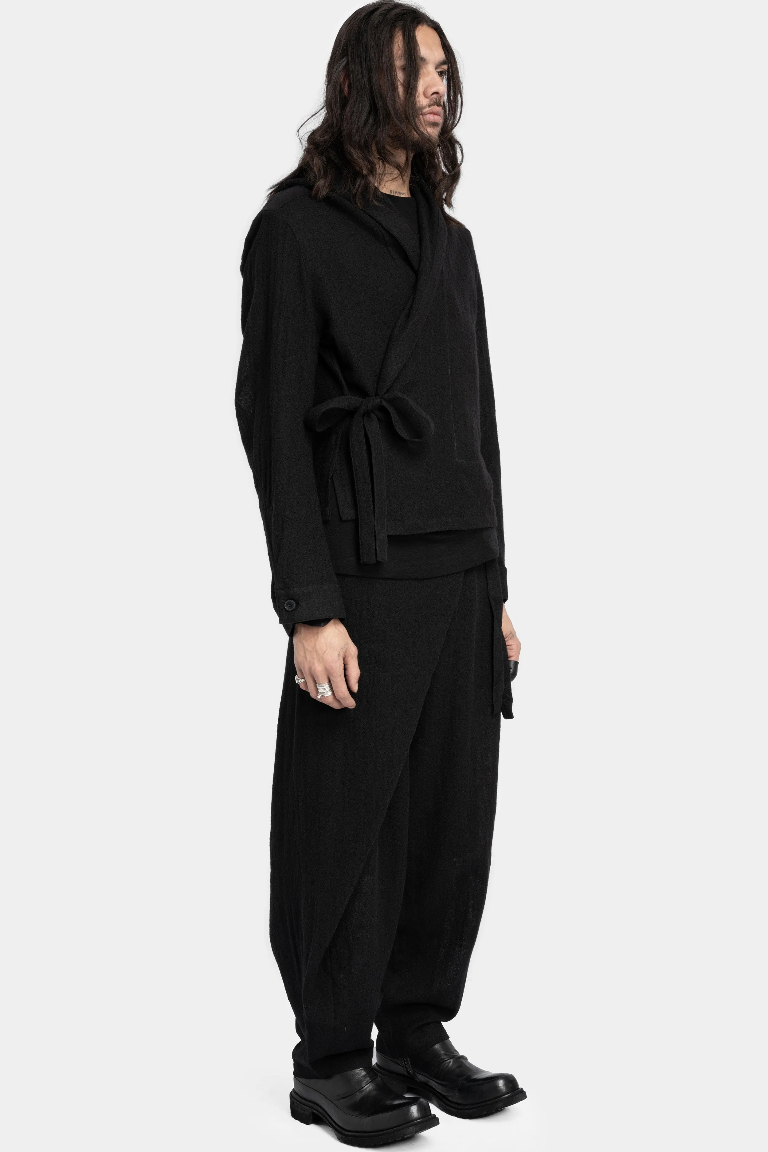 Cropped drawstring trousers, Ivy green