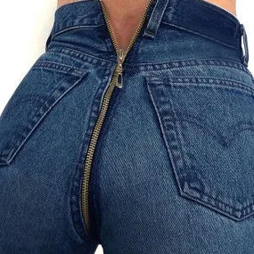 CWLSP Autumn Winter High Waist Jeans For Women 2017 Back Zipper Skinny Pencil Denim Pants Elastic Stretched Trousers QL3333