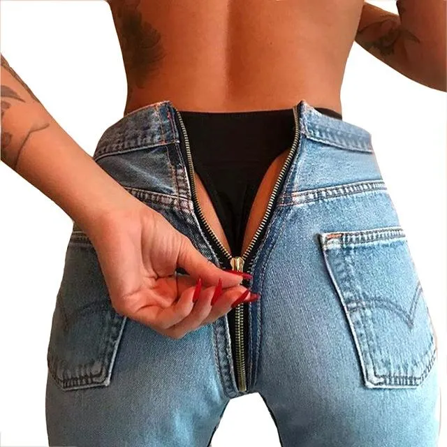 CWLSP Autumn Winter High Waist Jeans For Women 2017 Back Zipper Skinny Pencil Denim Pants Elastic Stretched Trousers QL3333