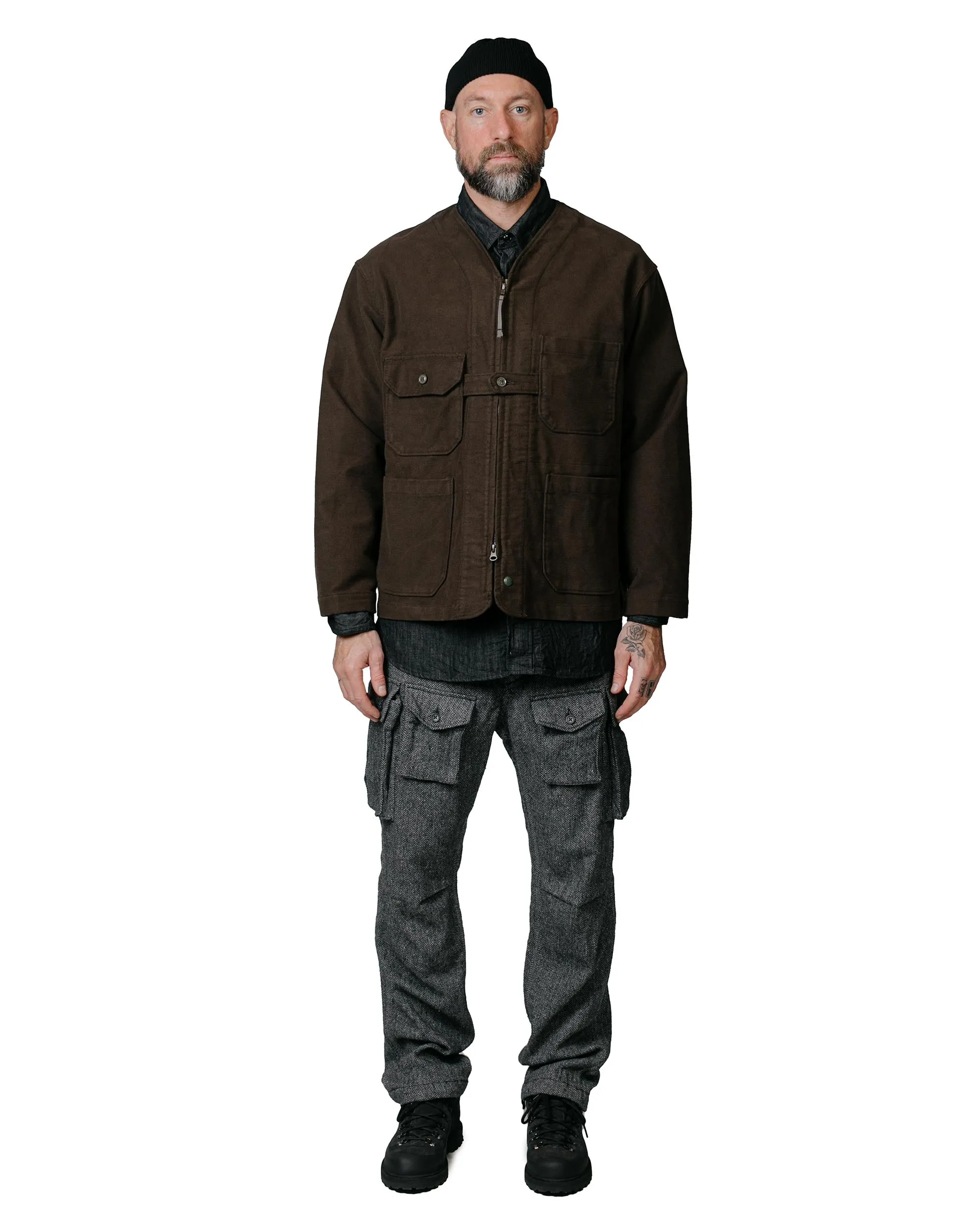 Engineered Garments FA Pant Grey Poly Wool Herringbone