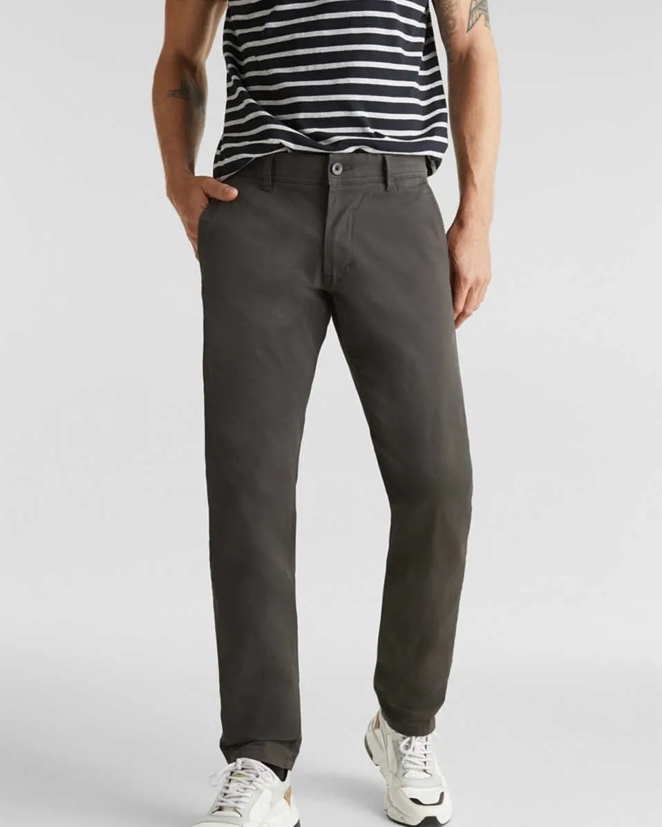 Esprit° Stretch chinos in stretch cotton dark grey