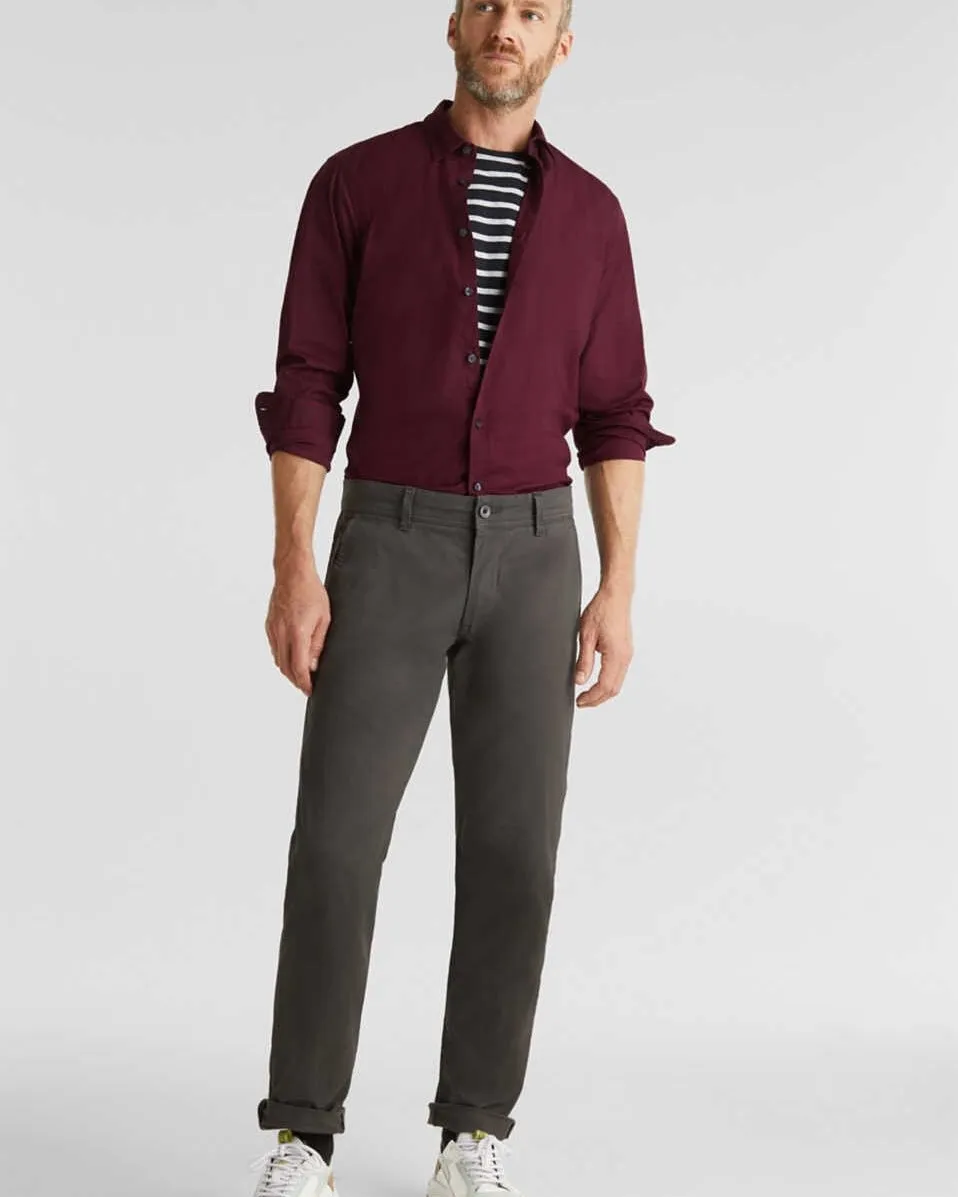 Esprit° Stretch chinos in stretch cotton dark grey