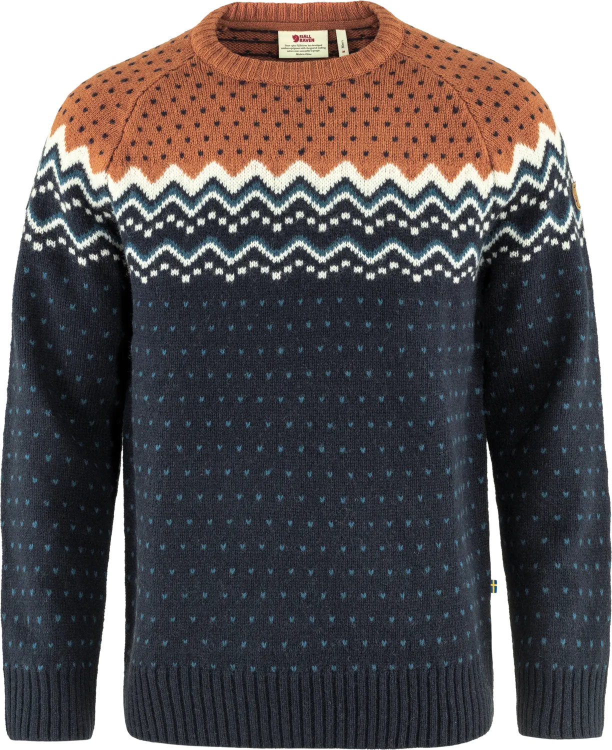 Fjällräven Men&#x27;s Övik Knit Sweater Dark Navy/Terracotta Brown | Buy Fjällräven Men&#x27;s Övik Knit Sweater Dark Navy/Terracotta Brown here | Outnorth
