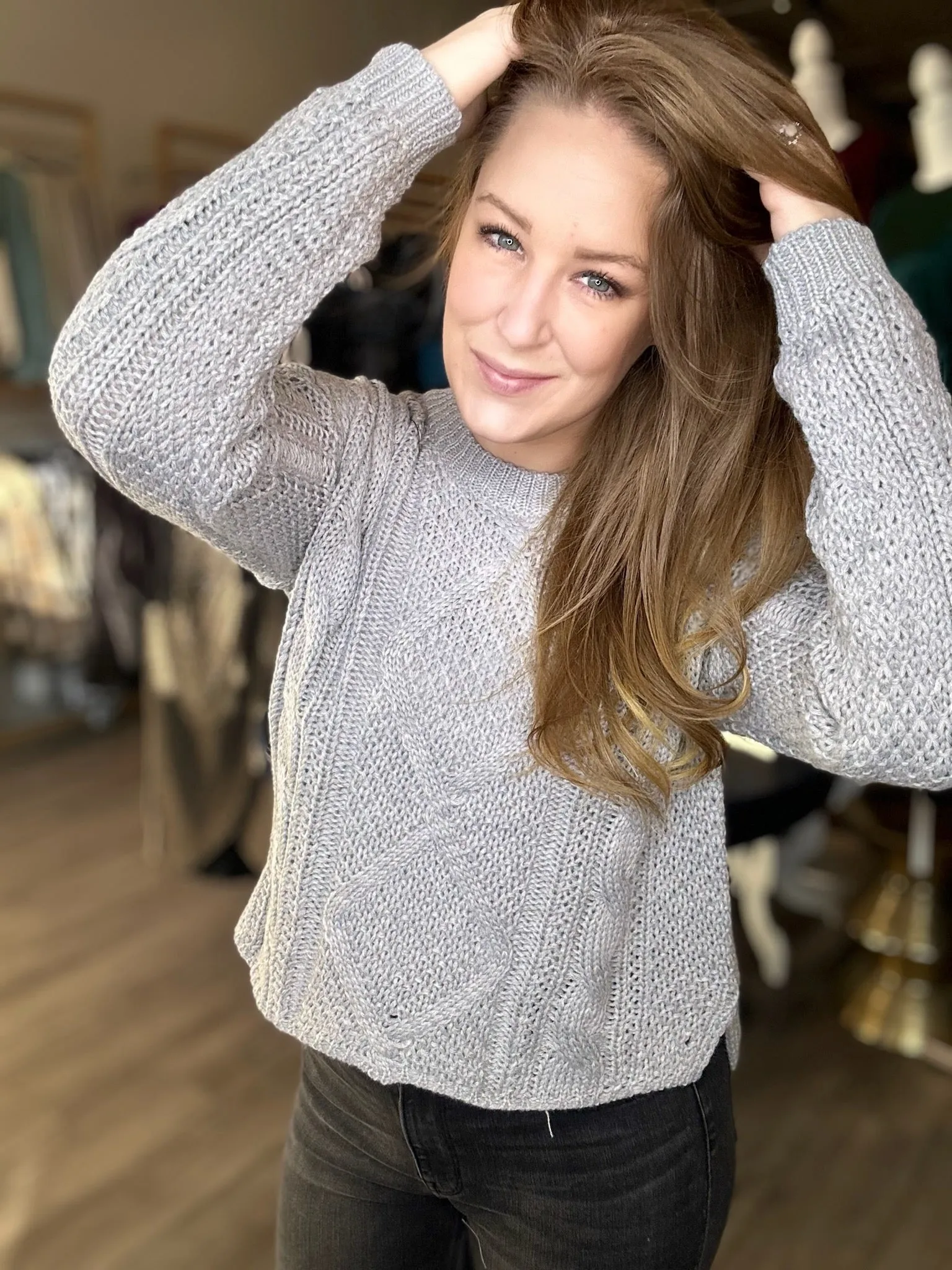 Grey Cable Knit Sweater