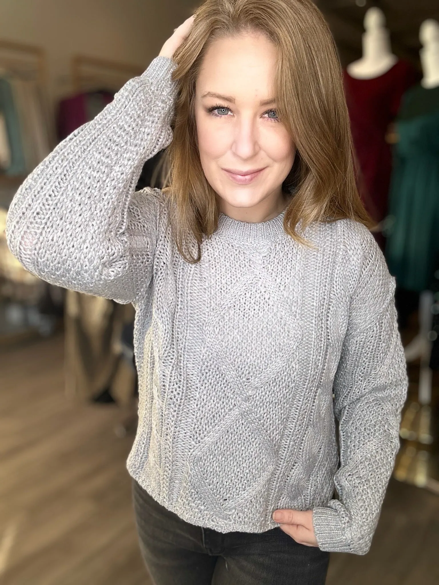 Grey Cable Knit Sweater