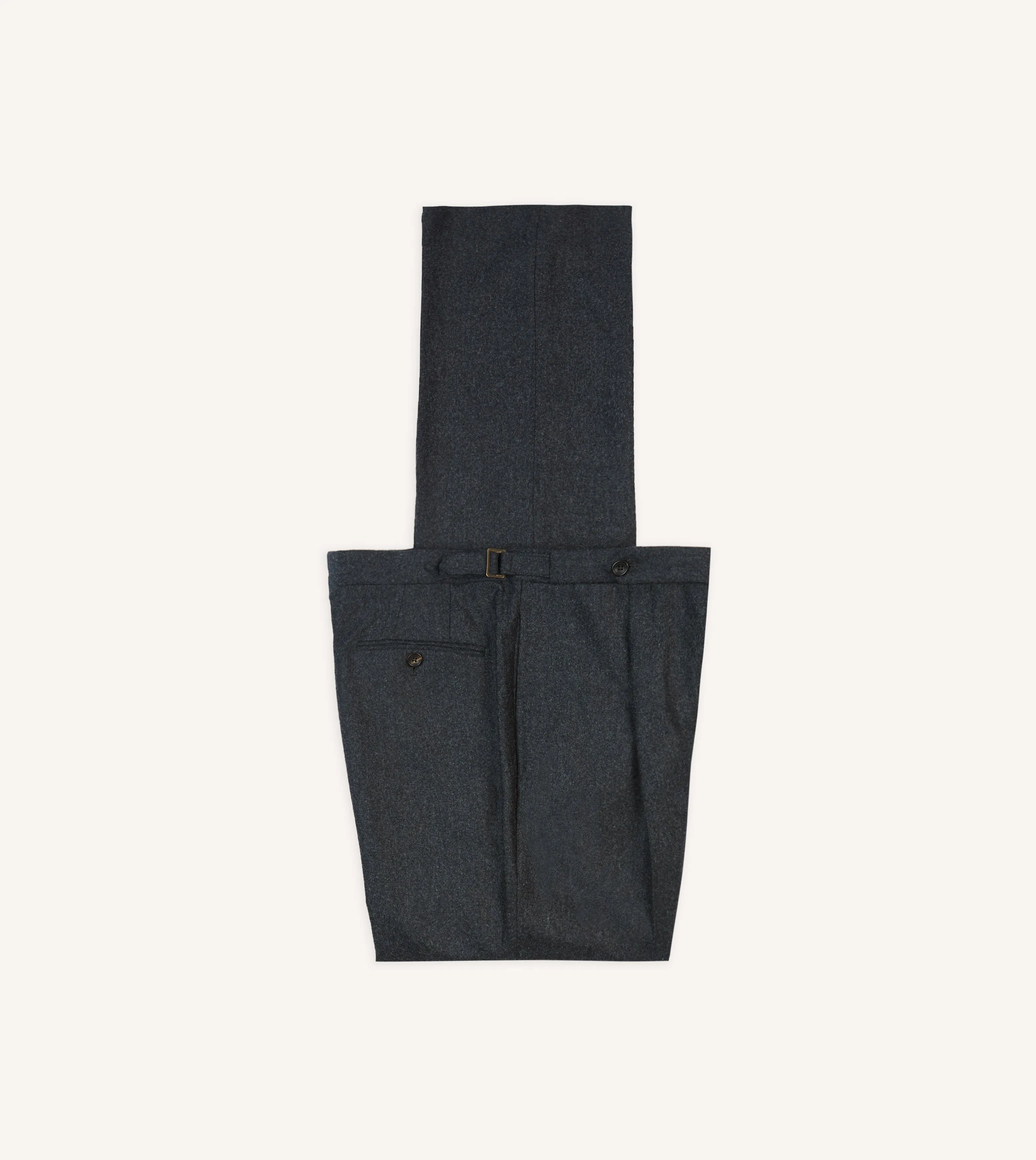Grey Wool Flannel Single Pleat Trouser
